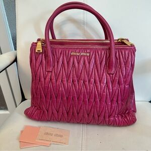 Authentic Miu Miu matelasse leather pink